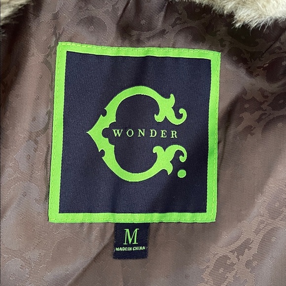 C. Wonder Faux Fur Vest Brown Black Cream Medium Apres Ski Boho Luxe - Picture 4 of 5